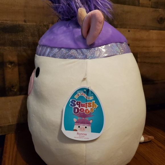 Squishmallow Squish-Doos Ronnie the Cow 14" Plush Stuffed Kellytoy Purple NWT - Picture 4 of 10